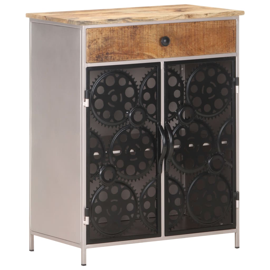 Sideboard Rough mango wood with silver powder-coated iron