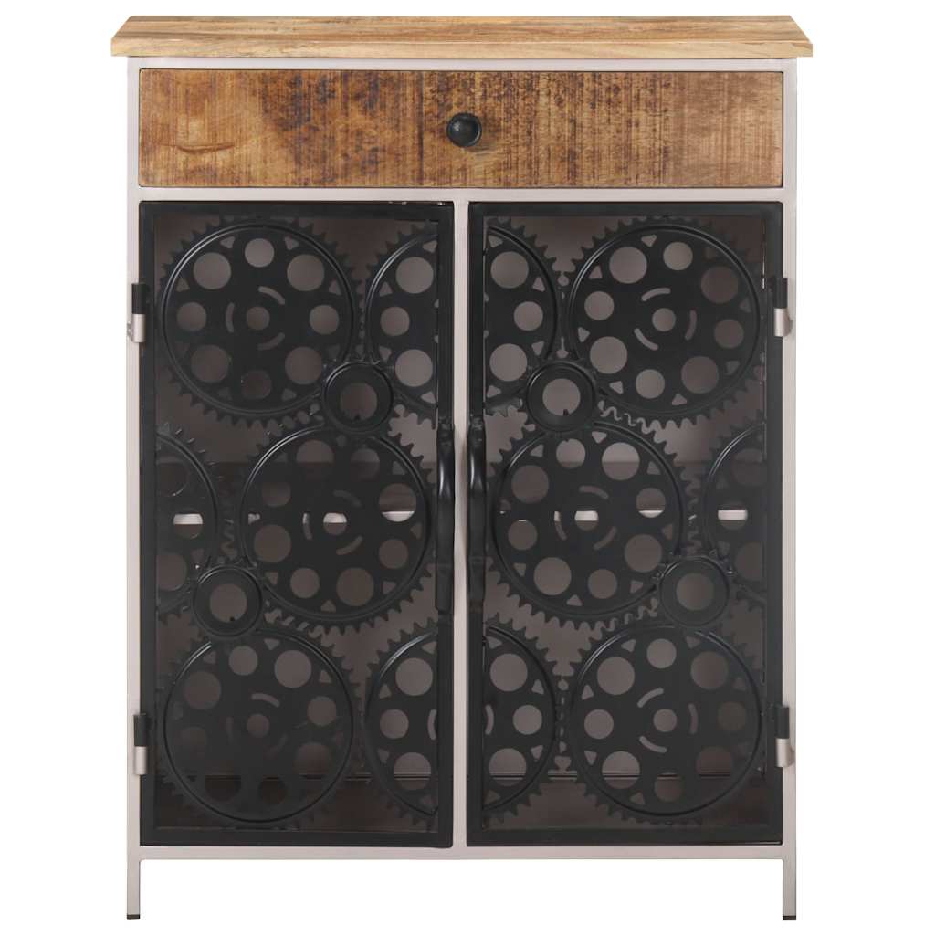 Sideboard Rough mango wood with silver powder-coated iron