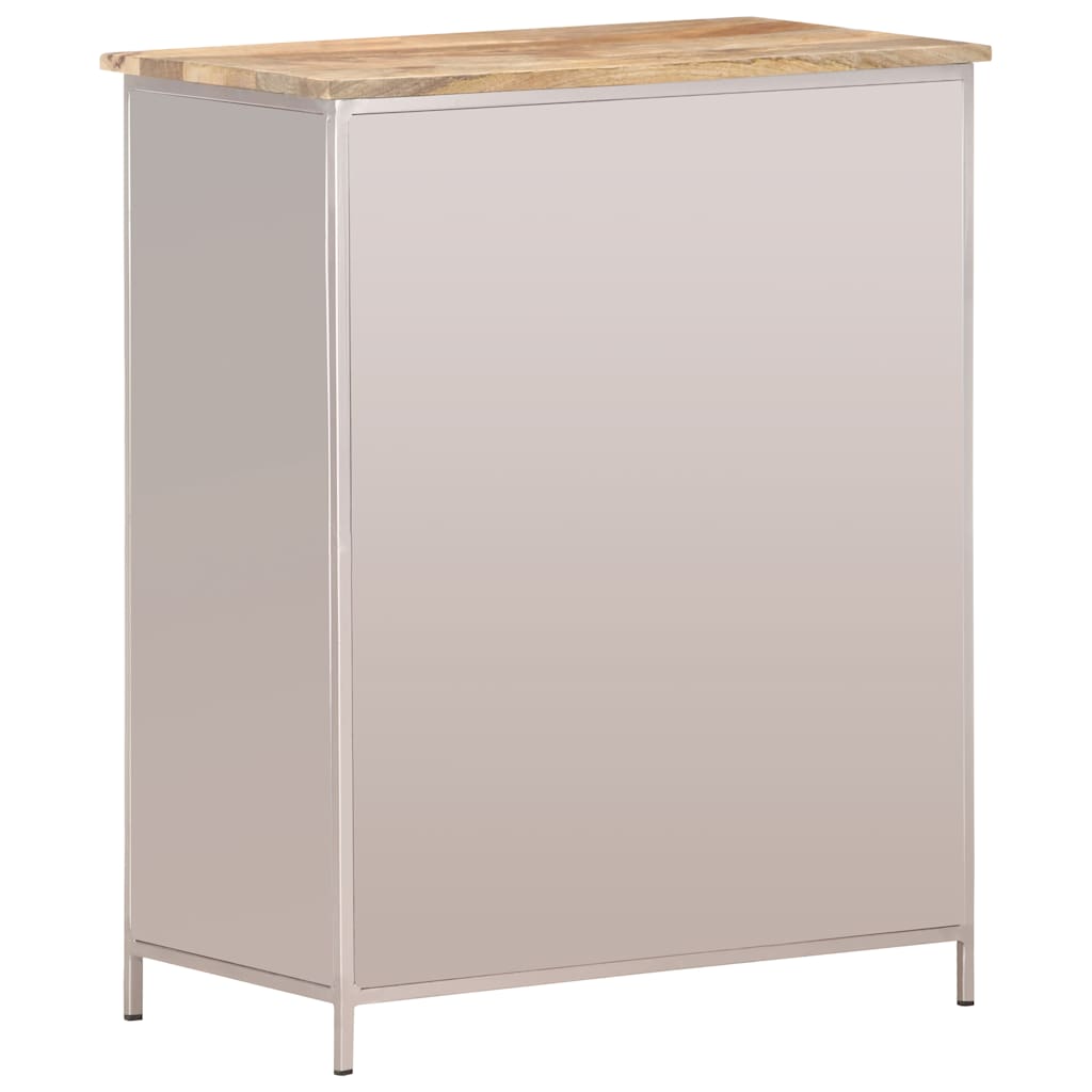 Sideboard Rough mango wood with silver powder-coated iron