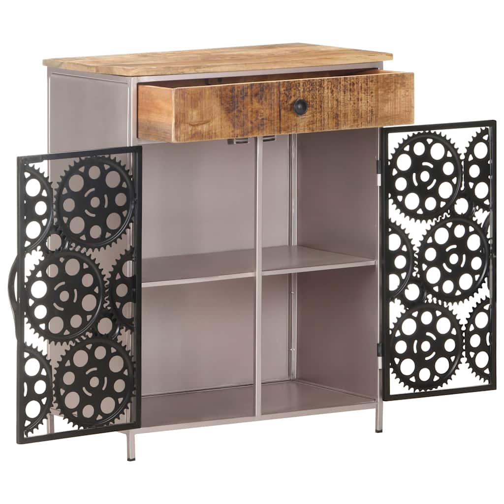 Sideboard Rough mango wood with silver powder-coated iron