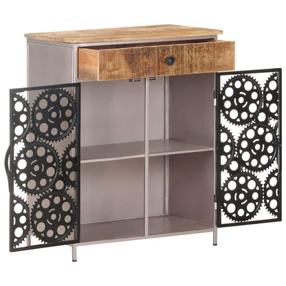 Sideboard Rough mango wood with silver powder-coated iron