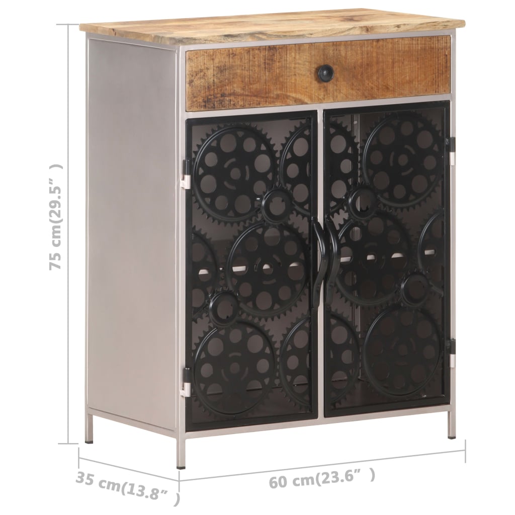 Sideboard Rough mango wood with silver powder-coated iron