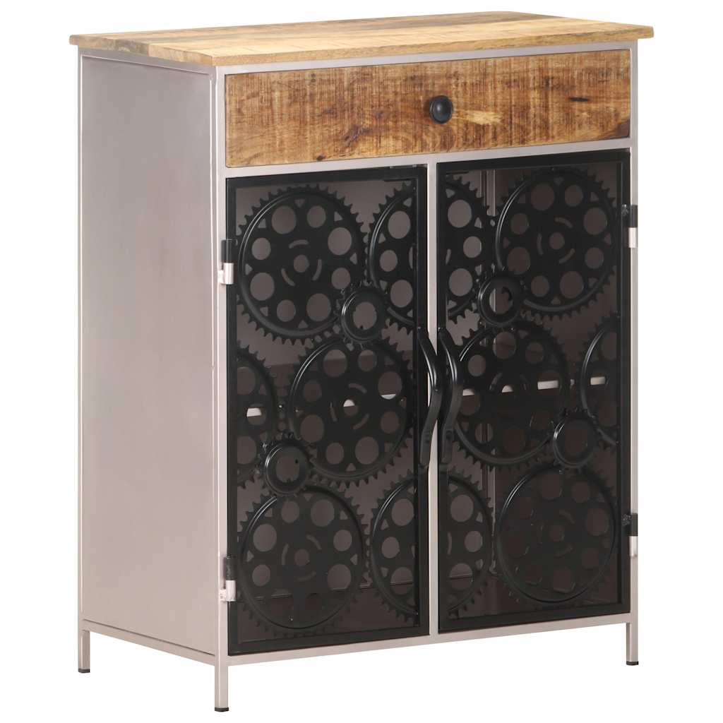 Sideboard Rough mango wood with silver powder-coated iron