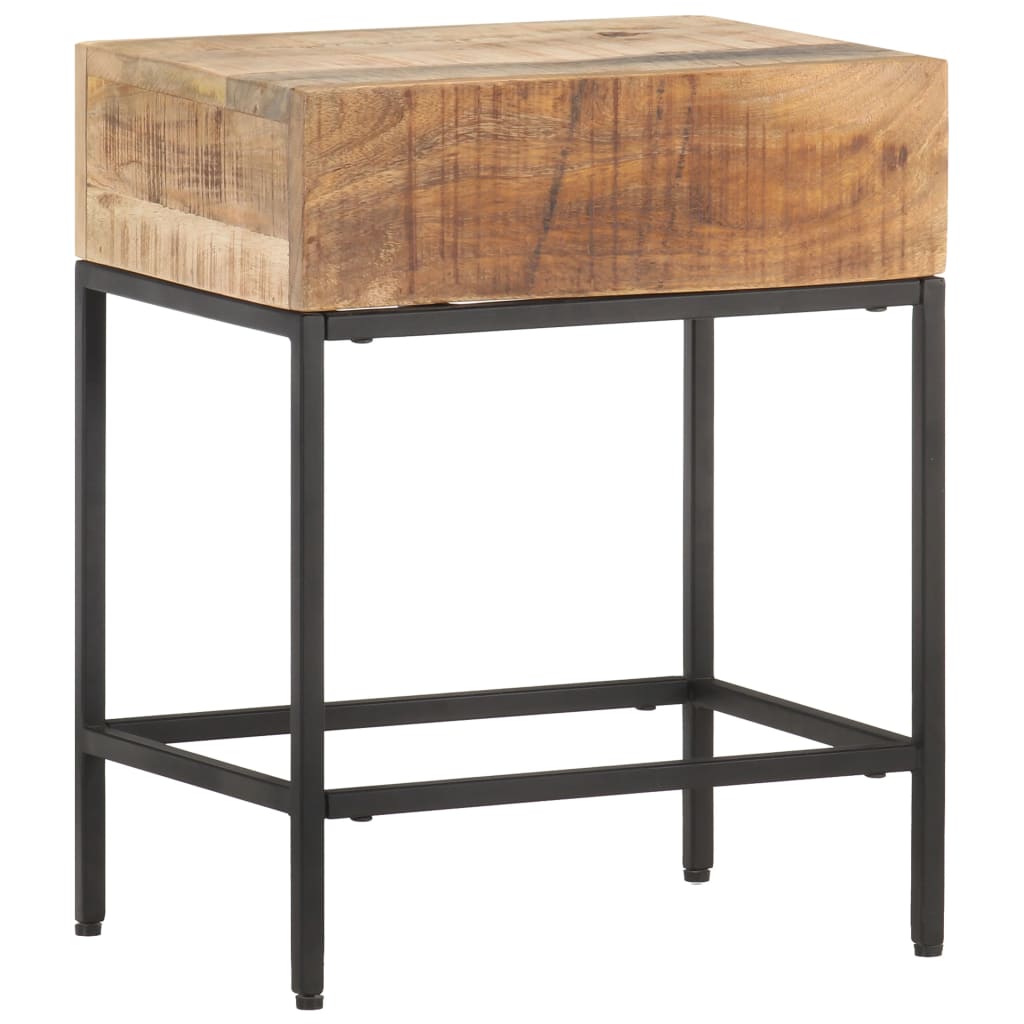 Side Table Brown Solid rough mango wood Small Durable