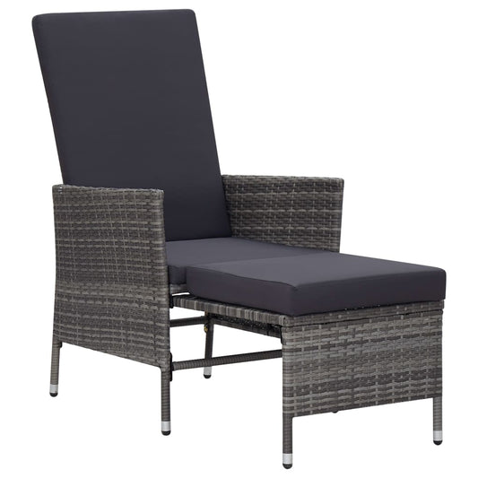 Armchair Grey PE rattan Medium Adjustable Armrests Armchair