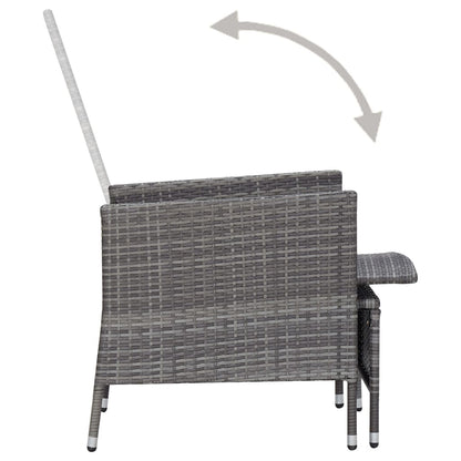 Armchair Grey PE rattan Medium Adjustable Armrests Armchair
