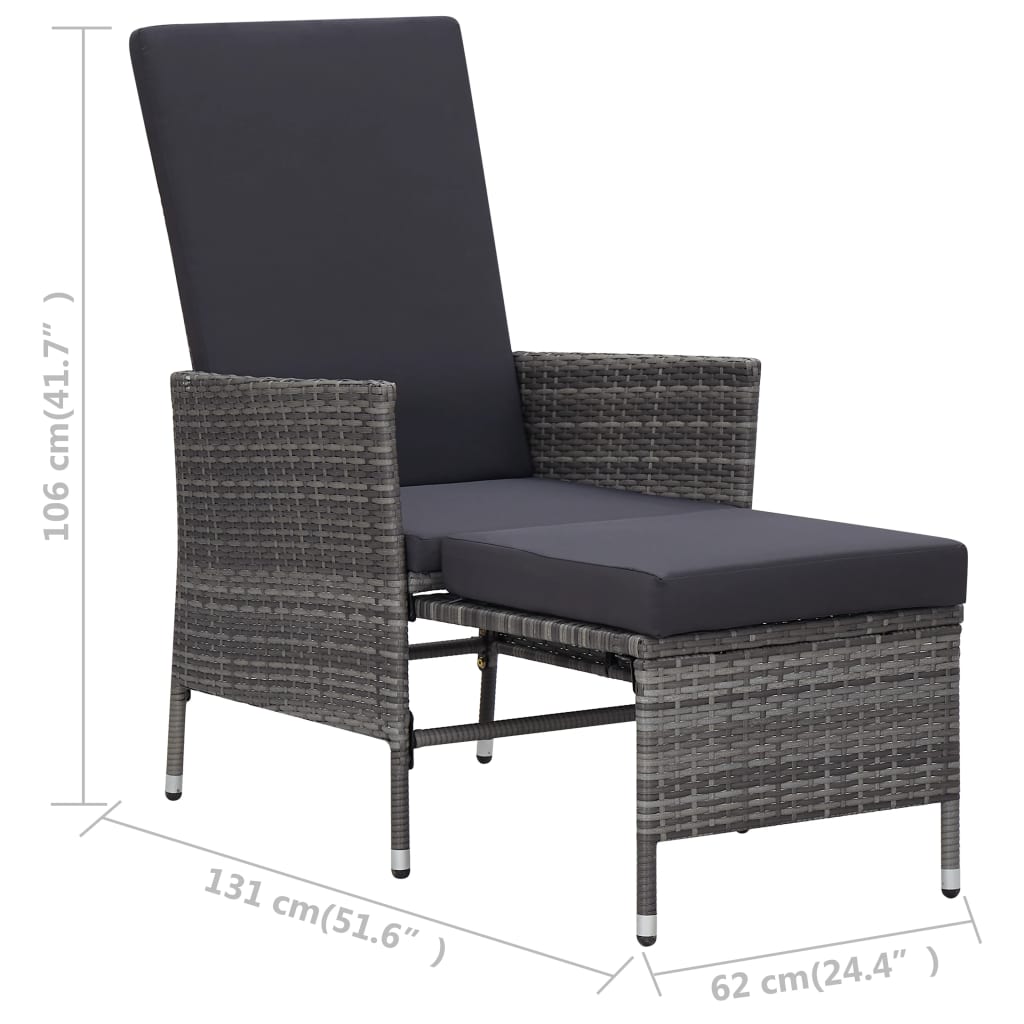 Armchair Grey PE rattan Medium Adjustable Armrests Armchair