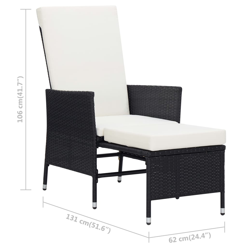Garden Furniture Set Black and cream white Poly rattan Large