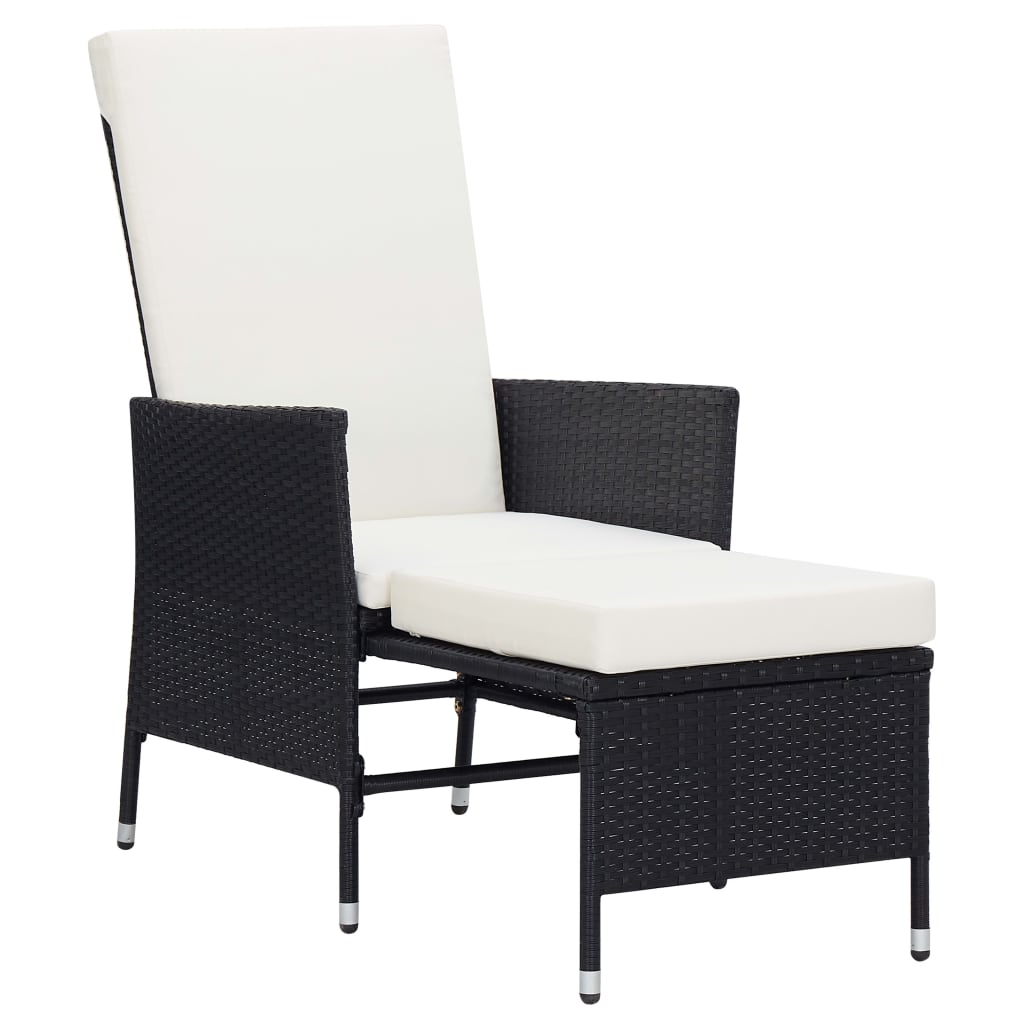 Garden Furniture Set Black and cream white Poly rattan Large