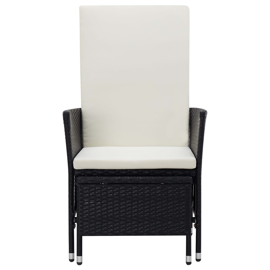 Garden Furniture Set Black and cream white Poly rattan Large