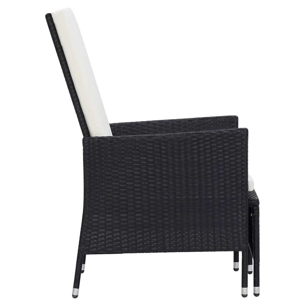 Garden Furniture Set Black and cream white Poly rattan Large