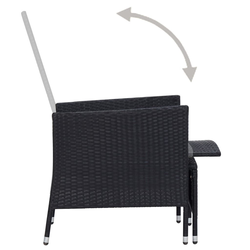 Garden Furniture Set Black and cream white Poly rattan Large