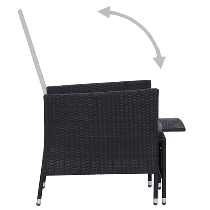 Garden Furniture Set Black and cream white Poly rattan Large