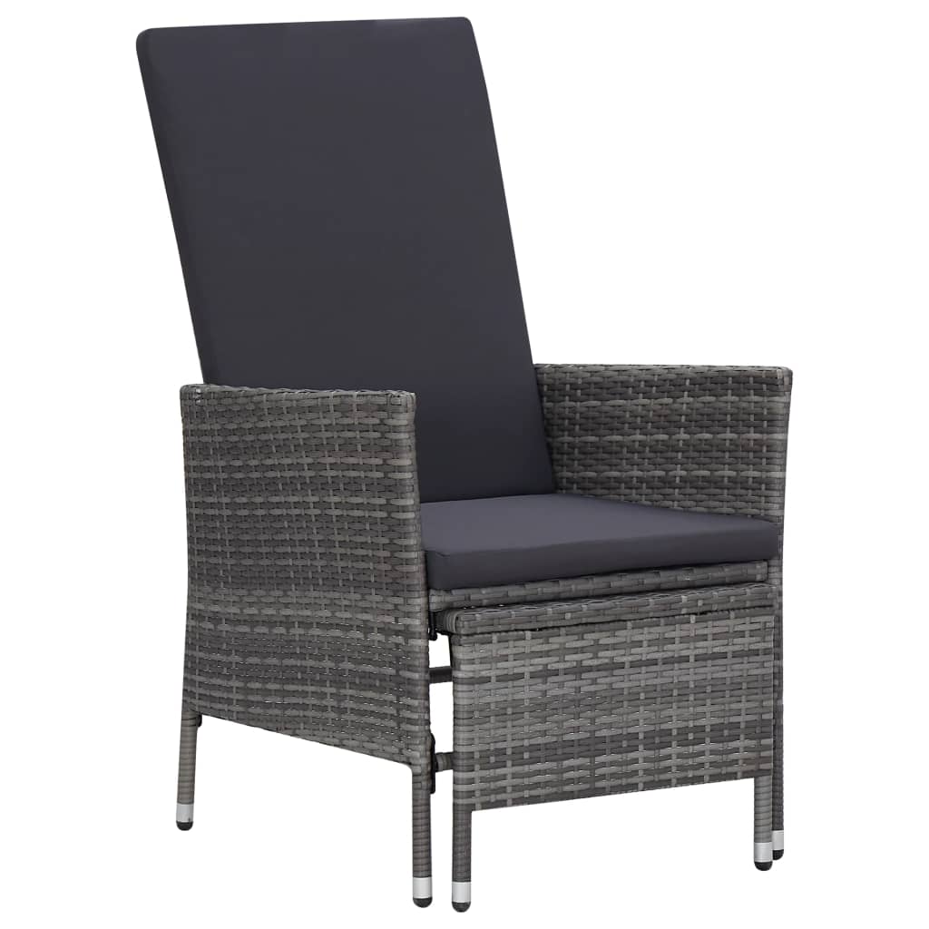 Garden Furniture Set Gray PE rattan, powder-coated steel, polyester