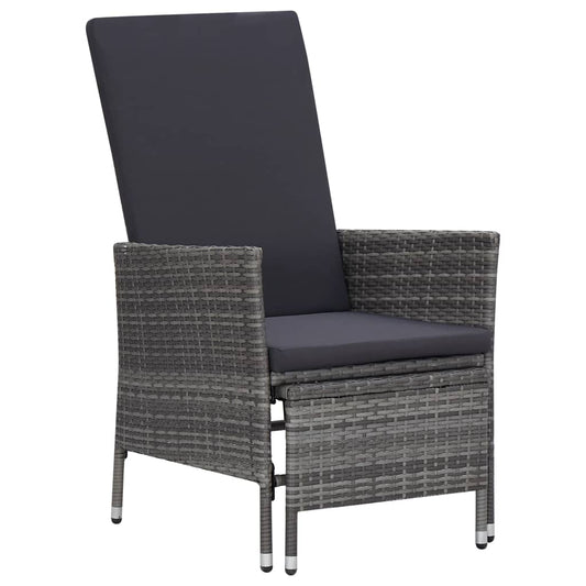 Garden Furniture Set Gray PE rattan, powder-coated steel, polyester