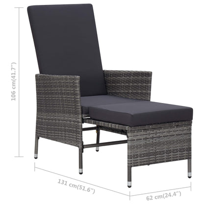 Garden Furniture Set Gray PE rattan, powder-coated steel, polyester