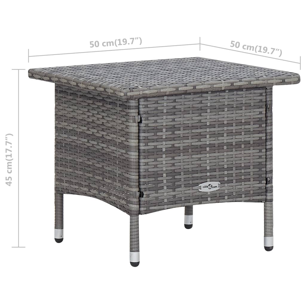 Garden Furniture Set Gray PE rattan, powder-coated steel, polyester