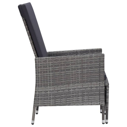 Garden Furniture Set Gray PE rattan, powder-coated steel, polyester