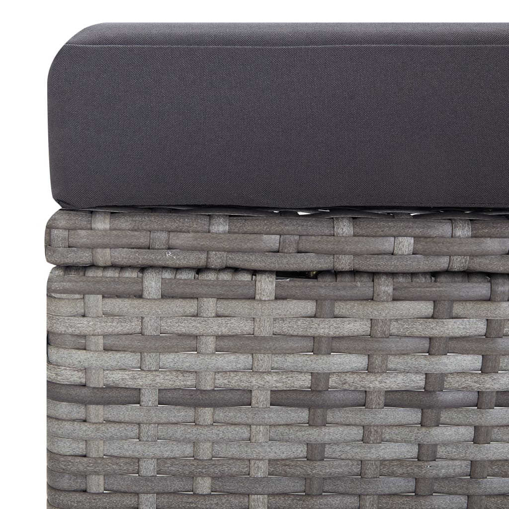Garden Furniture Set Gray PE rattan, powder-coated steel, polyester