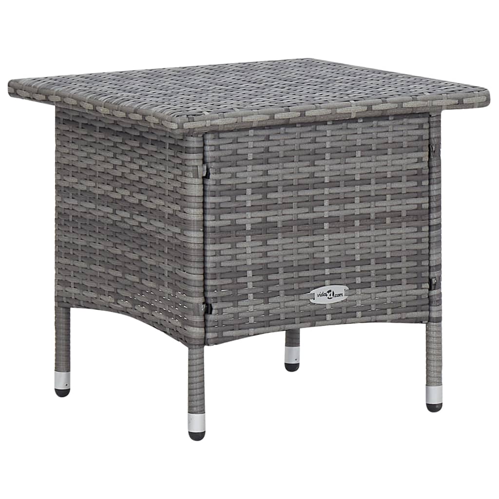 Garden Furniture Set Gray PE rattan, powder-coated steel, polyester