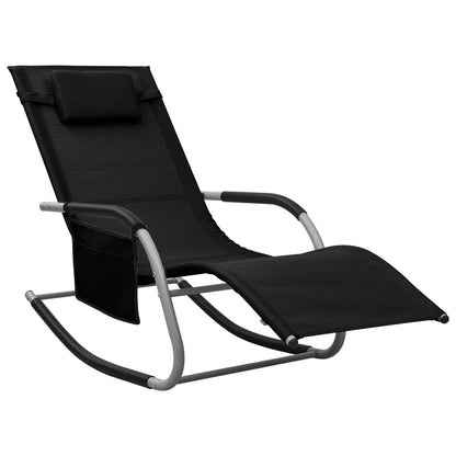 Sun Lounger Black and Grey Textilene, Powder-Coated Steel Standard