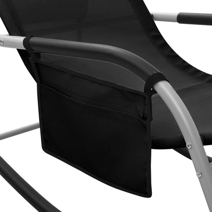 Sun Lounger Black and Grey Textilene, Powder-Coated Steel Standard