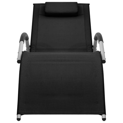 Sun Lounger Black and Gray Textilene, Aluminum, Powder-Coated Steel