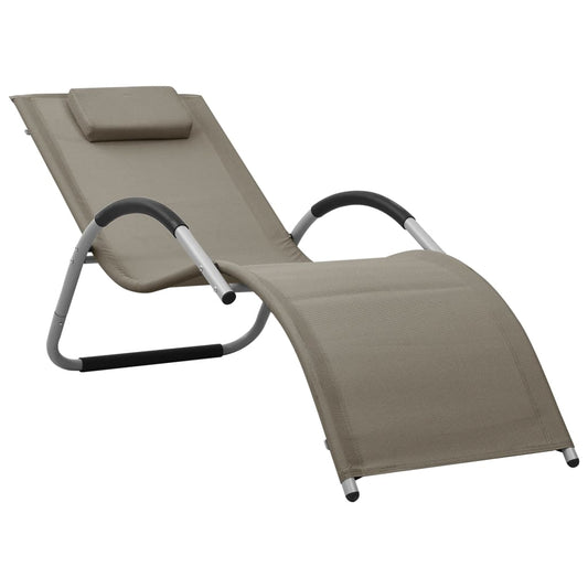 Sun Lounger Taupe and Gray Textilene, Aluminum, Powder-Coated Steel