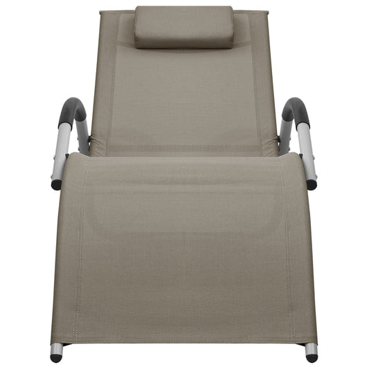 Sun Lounger Taupe and Gray Textilene, Aluminum, Powder-Coated Steel