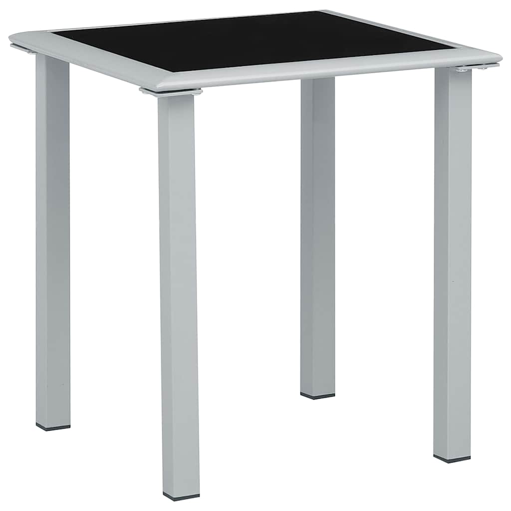 Outdoor Table Black and Silver Powder-coated steel, tempered glass
