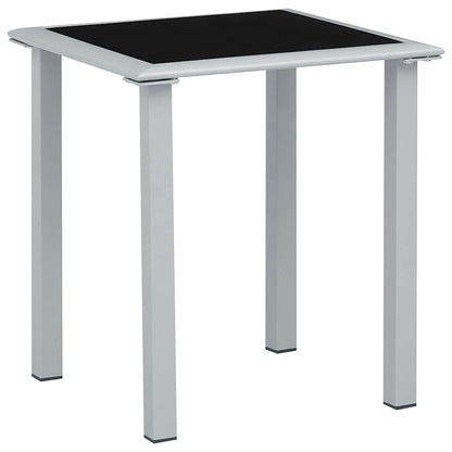 Outdoor Table Black and Silver Powder-coated steel, tempered glass