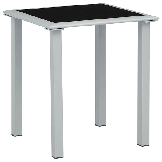 Outdoor Table Black and Silver Powder-coated steel, tempered glass
