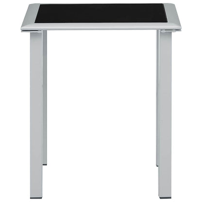 Outdoor Table Black and Silver Powder-coated steel, tempered glass