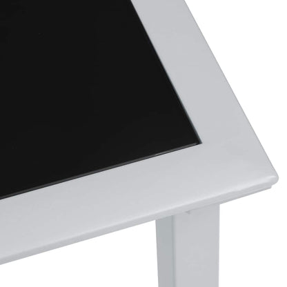 Outdoor Table Black and Silver Powder-coated steel, tempered glass
