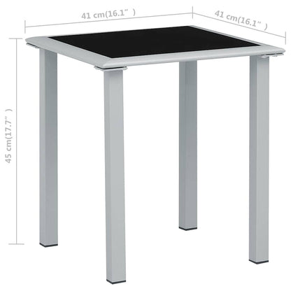 Outdoor Table Black and Silver Powder-coated steel, tempered glass
