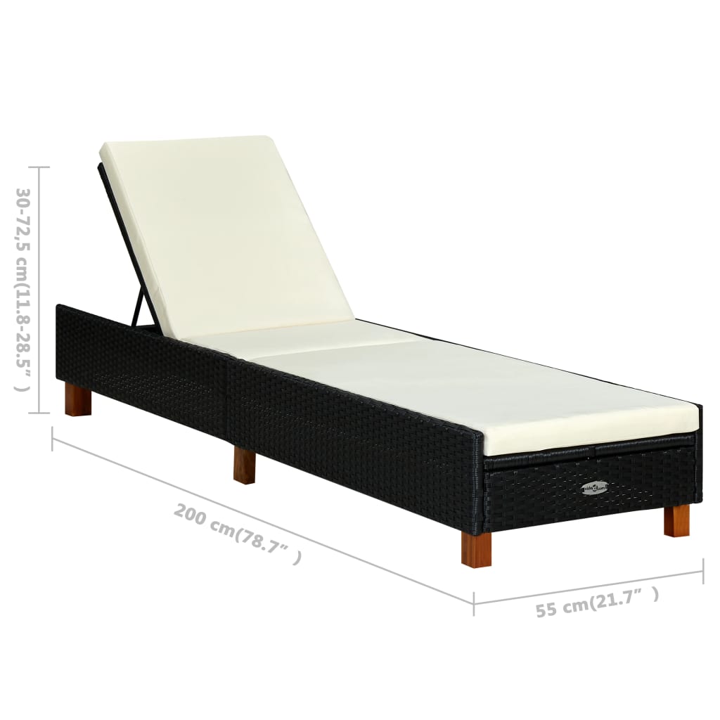 Sunbed Black and Cream White