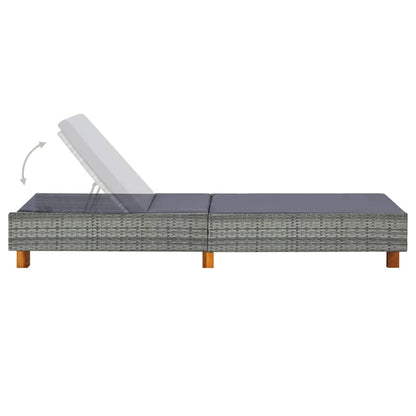 Sunbed Grey PE Rattan Standard Adjustable Armrests Sunbed