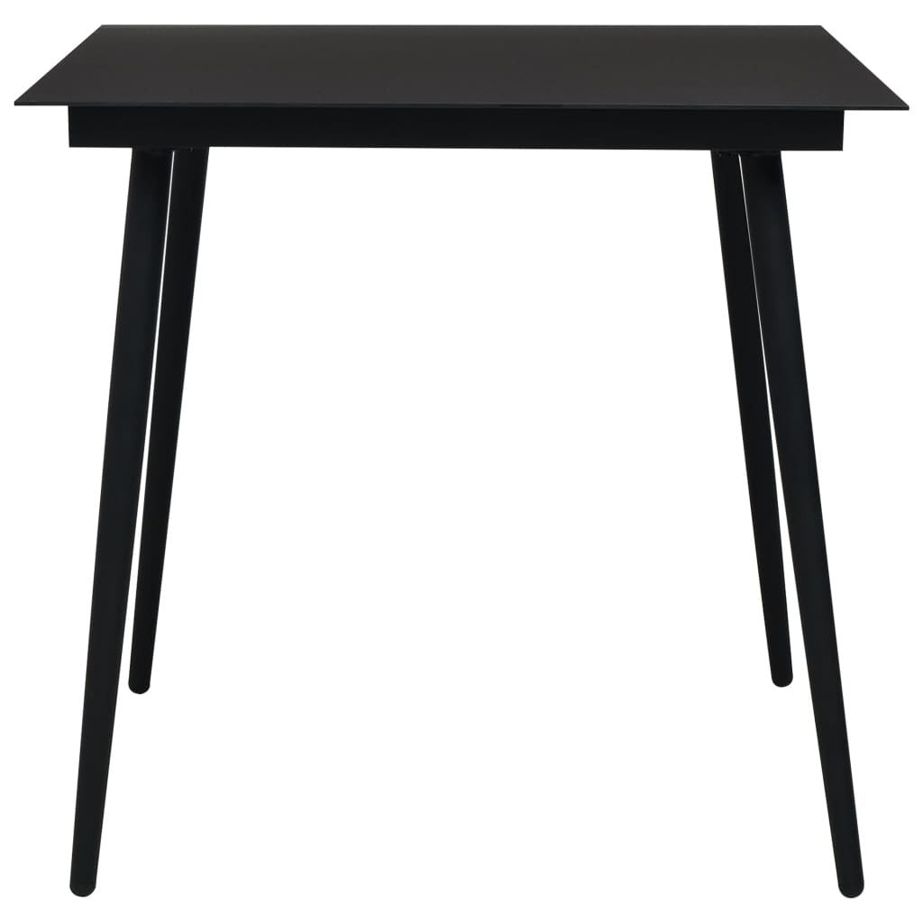 Dining Table Black Glass, Powder-coated Steel 31.5 in Durable