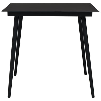 Dining Table Black Glass, Powder-coated Steel 31.5 in Durable