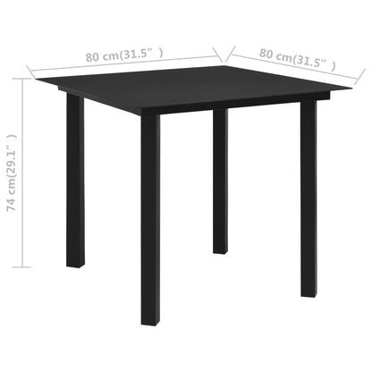 Dining Table Black Glass, powder-coated steel 31.5 x 31.5 in