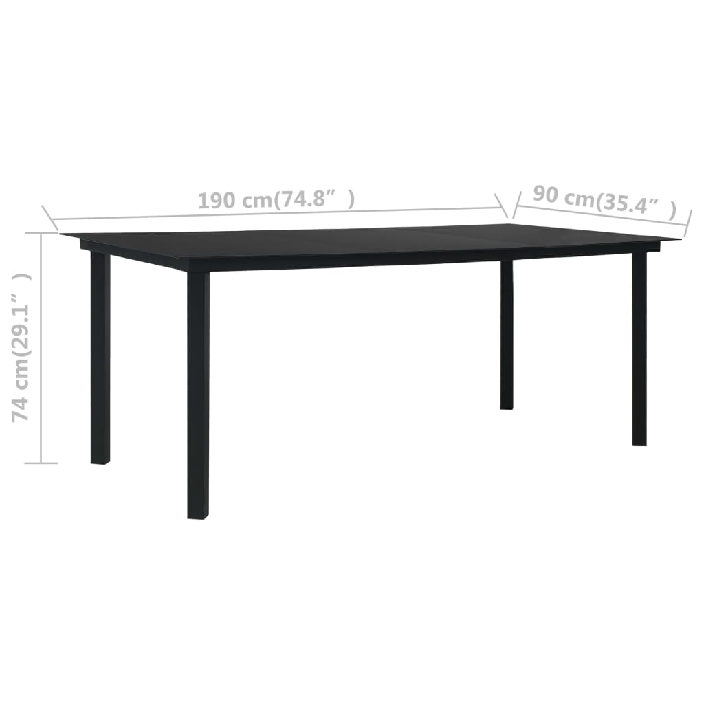Dining Table Black Steel, Glass 74.8 x 35.4 x 29.1 in Durable