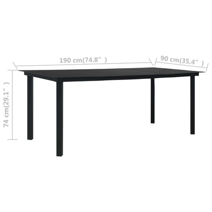 Dining Table Black Steel, Glass 74.8 x 35.4 x 29.1 in Durable