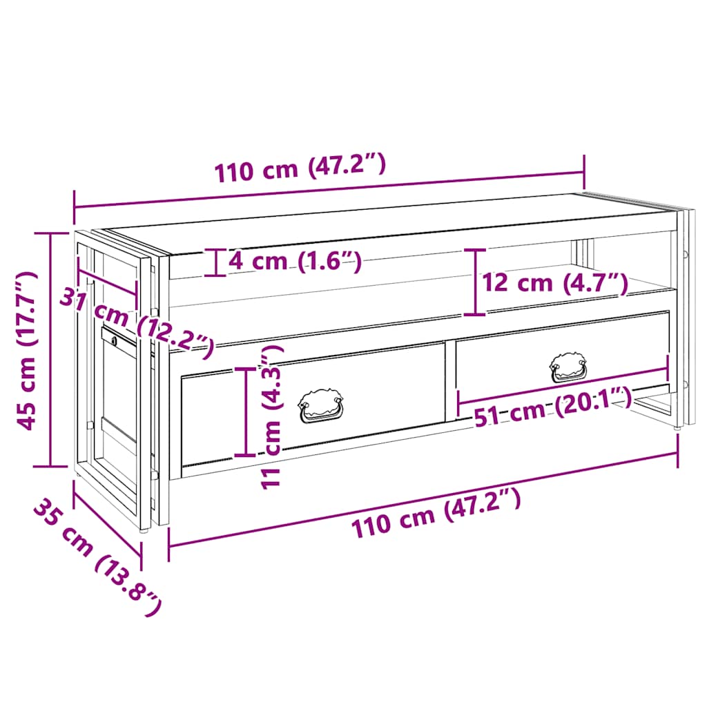 TV Cabinet Honey Finish Solid Acacia Wood Medium TV Cabinet