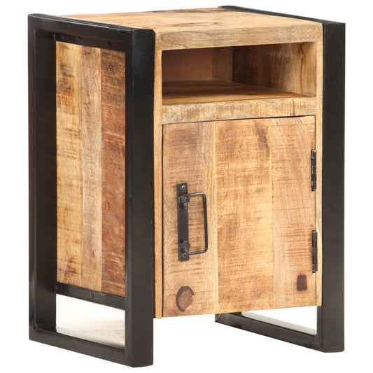 Bedside Cabinet Natural wood with black Solid mango wood Medium