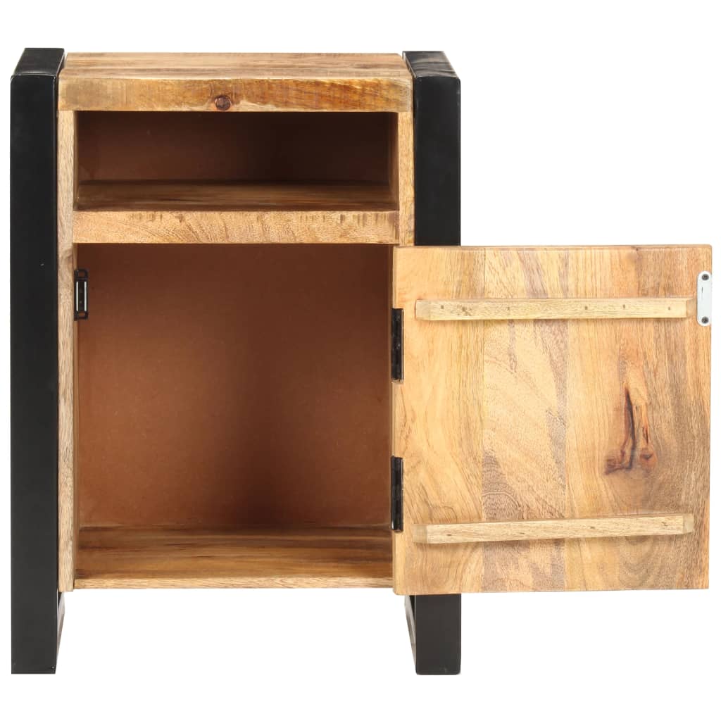 Bedside Cabinet Natural wood with black Solid mango wood Medium