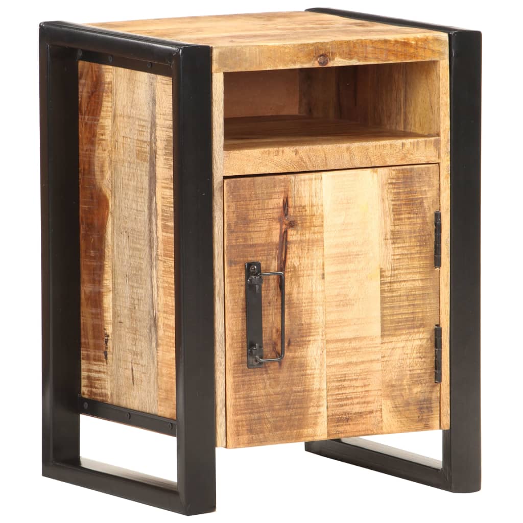 Bedside Cabinet Natural wood with black Solid mango wood Medium