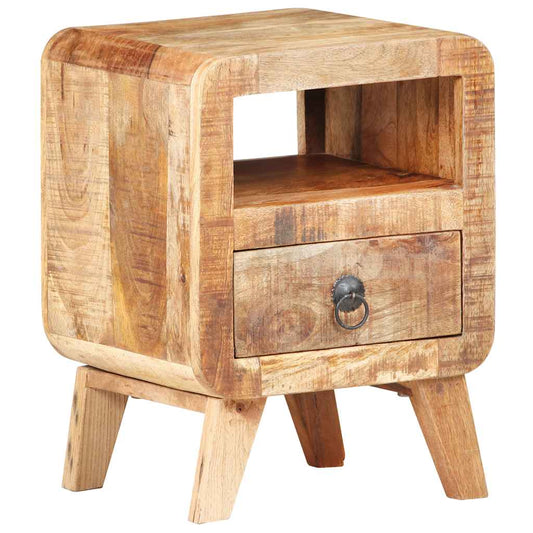 Bedside Cabinet Rough Mango Wood 11.8x11.8x16.1 in Bedside Cabinet