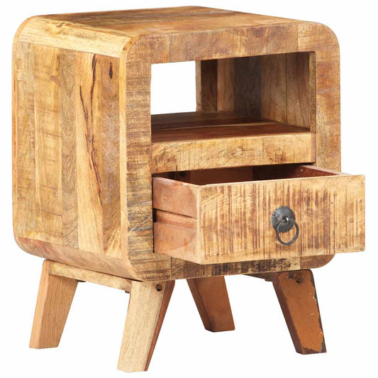 Bedside Cabinet Rough Mango Wood 11.8x11.8x16.1 in Bedside Cabinet