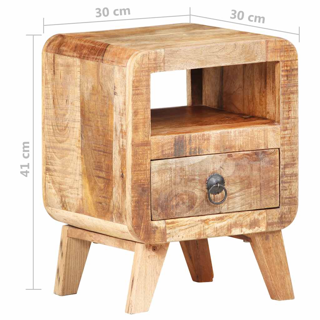 Bedside Cabinet Rough Mango Wood 11.8x11.8x16.1 in Bedside Cabinet