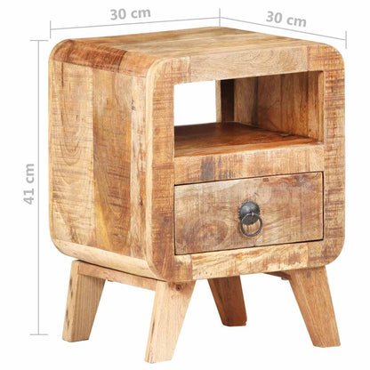 Bedside Cabinet Rough Mango Wood 11.8x11.8x16.1 in Bedside Cabinet